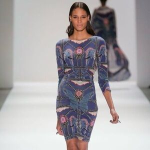 Mara Hoffman Caravan Midnight Side Cutout Long Sleeve Jersey Knit Dress Blue XS